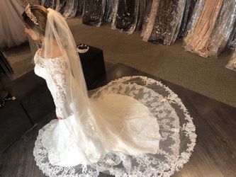 Wedding dress, veil and tiara