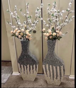 Mother of Pearl inlay large Floor Vases Set of 2 full details in the photo gallery pickup Gaithersburg md20877