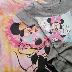 XS Disney Minnie Mouse Girls Cute Graphic Short Sleeve T-Shirts 2-Pack Set New