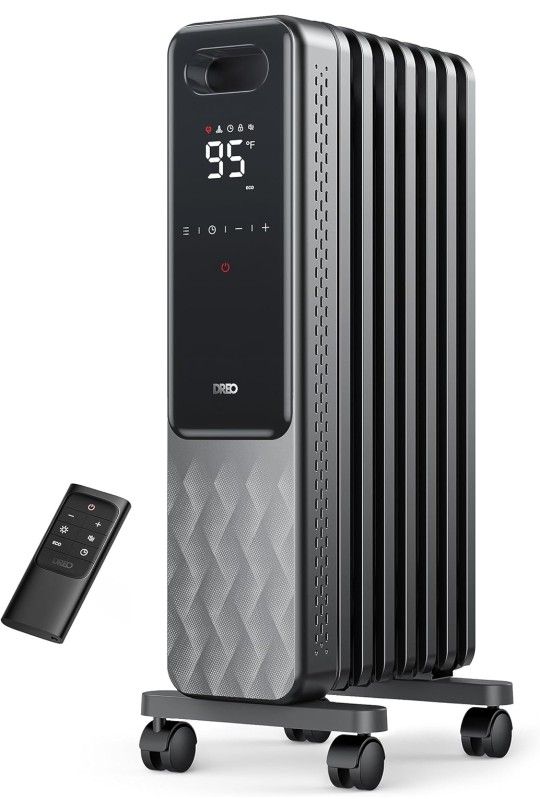 Dreo Oil Filled Radiator, Electric Radiant Heaters for indoor use Large Room with Remote Control, Child Lock, 4 Modes, Overheat & Tip-Over Protection,