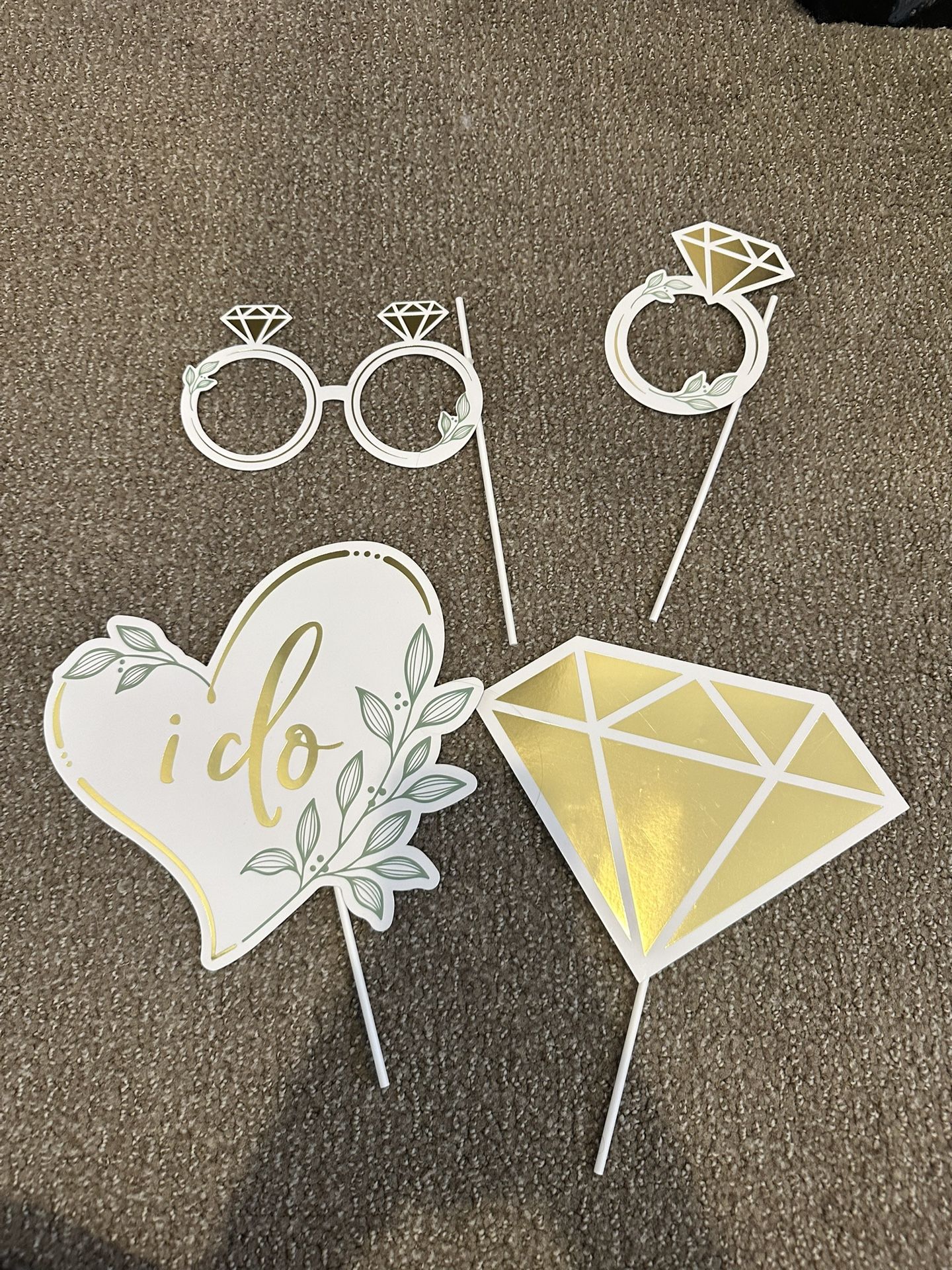 Bridal / Bachelorette Photo Props - White & Gold