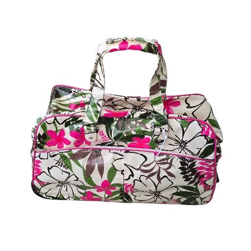 RARE Vintage Y2K Roxy Oversized Tropical Floral Weekender Duffle Bag 27” Pink Green