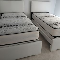 $650 for 2 twin bed frame with 2 mattress and 2 boxspring brand new free delivery free assembly