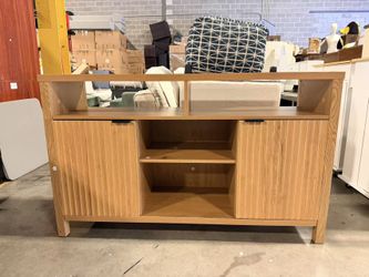 Fluted TV Stand for 65 Inch TV, Mid Century Modern Entertainment $130