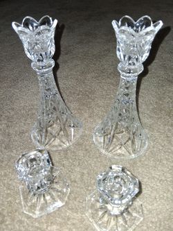 Vintage West German Lead Crystal Candle Holders 