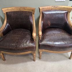 Leather Accent Chairs – Solid Wood Frame, High-End Look