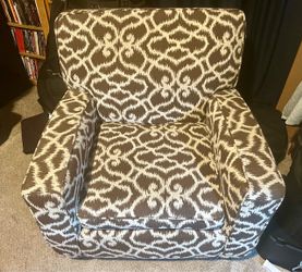 Upholstered Accent Chair Brown Ikat Pattern