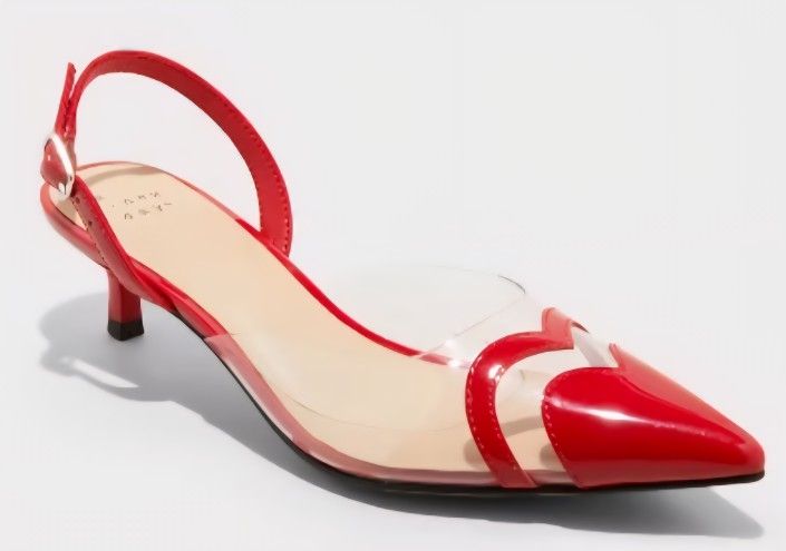 Women's Eleanor Heart Slingback Heels - A New Day™ Red