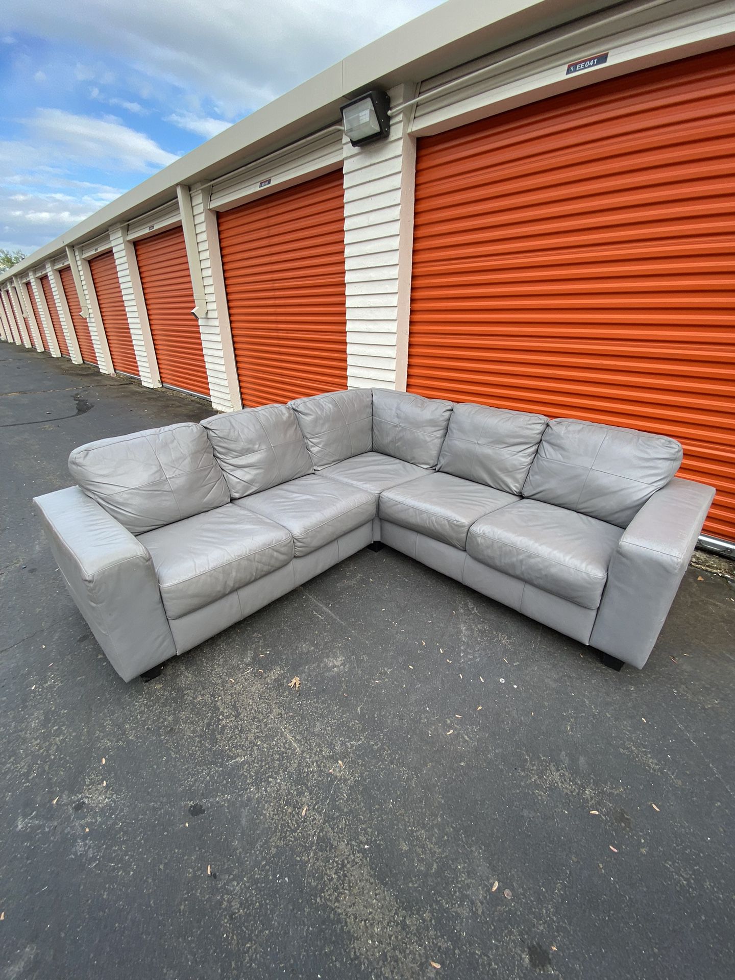 Grey Leather Sectional Free Delivery 