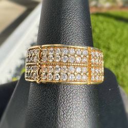 Jewelry 10k solid yellow gold natural diamond 2.00CTW round wedding band Ring sz 9.50