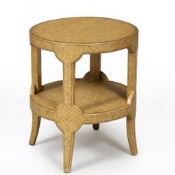 Vintage Maitland-Smith Faux Ostrich Leather Tier Side Table, c.1980's - Delivery Available