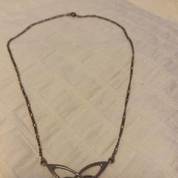 Vintage Sterling Silver Infinity Flower Necklace 