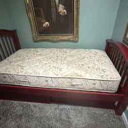 Wooden Bed with Mattress 
