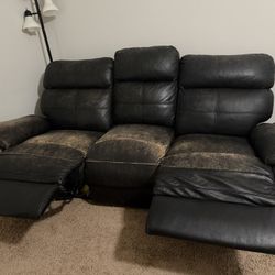 Reclining lather sofa