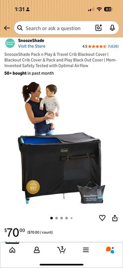 SnoozeShade Pack n Play & Travel Crib Blackout Cover | Blackout Crib Cover & Pack and Play Black Out