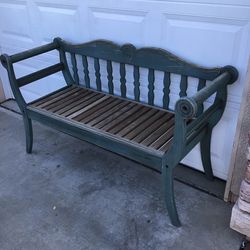 Rustic wood bench patio