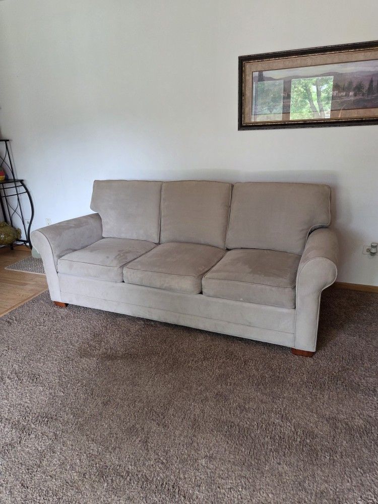 H.M. Richards Inc. Suede Beige Taupe Sofa / Couch