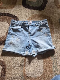Flower Jean Shorts Size 12 Girls