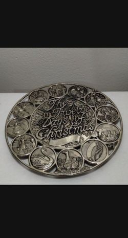 SILVER PLATE - 12 DAYS OF CHRISTMAS TRIVET 8" - Z997