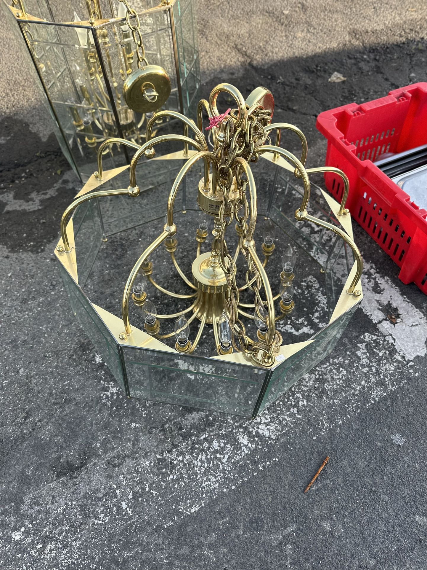 Lampara De Cristal Y Bronce