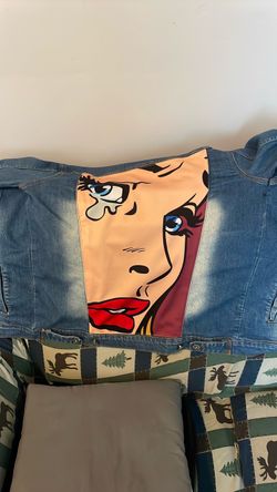 Denim Jacket with Pop Art Back Graphic