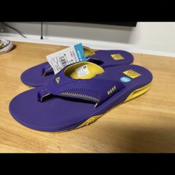 Brand New Mens Reef Mens Fanning Pregame Purple Gold CJ6405-10 - Size 12