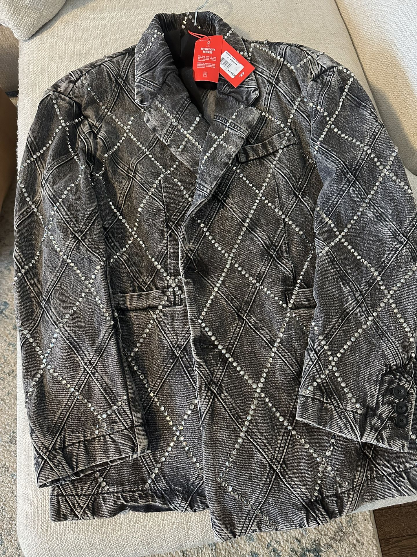 Diesel Men’s XL Bejeweled Denim Jacket 