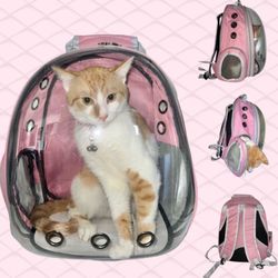 Pink-PetPack Adorable Bubble Carrying Bag for Small, medium dogs Cats, Space Capsule Pet Park, Hiking backpack, Airline Approved Travel Carrier 