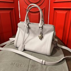 Alexander McQueen Pebbled Calfskin Mini Padlock Tote Lavender 