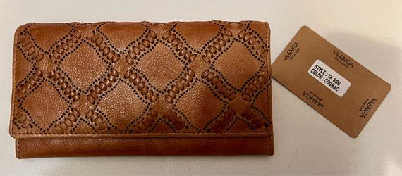 Valenca Holland Brown Bifold Wallet w/ Zipper Accents, Organizer & Card Slots