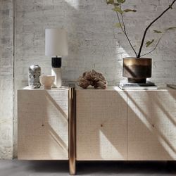 Dorset 81" White Lacquered Linen Buffet Cabinet