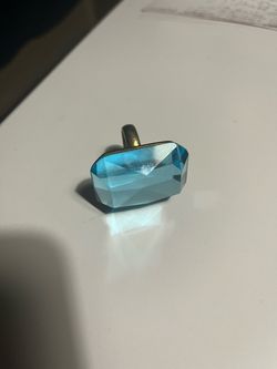 Blue Gemstone Ring — Silver Tone