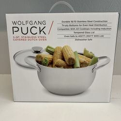 WOLFGANG PUCK 5- QT. STAINLESS STEEL COVERED DUTCH OVEN