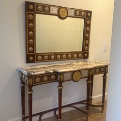 Antique Console And Mirror Set