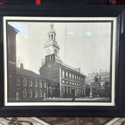 Antique painting of Independence Hall, Philadelphia (1905) - Frame 23x20