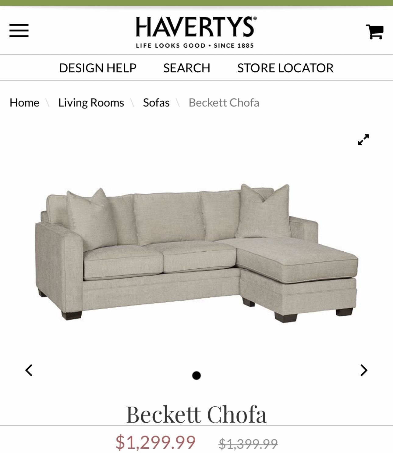 Havertys Sofa With Reversible Chaise