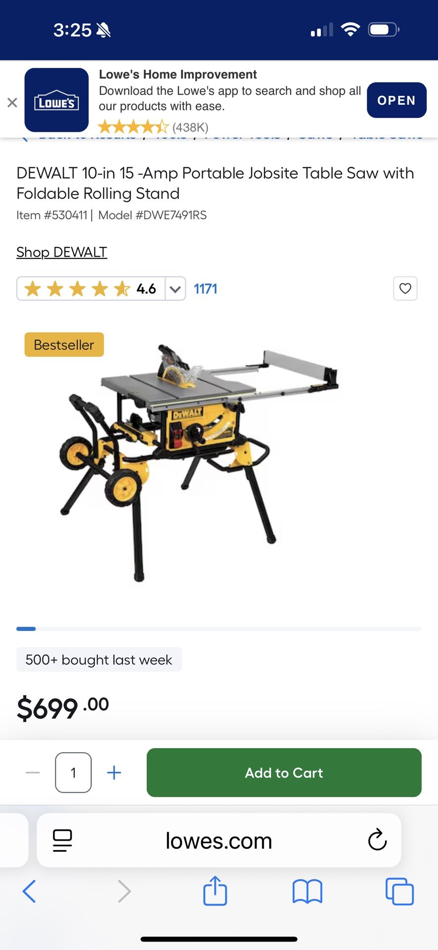 Dewalt Portable Table Saw