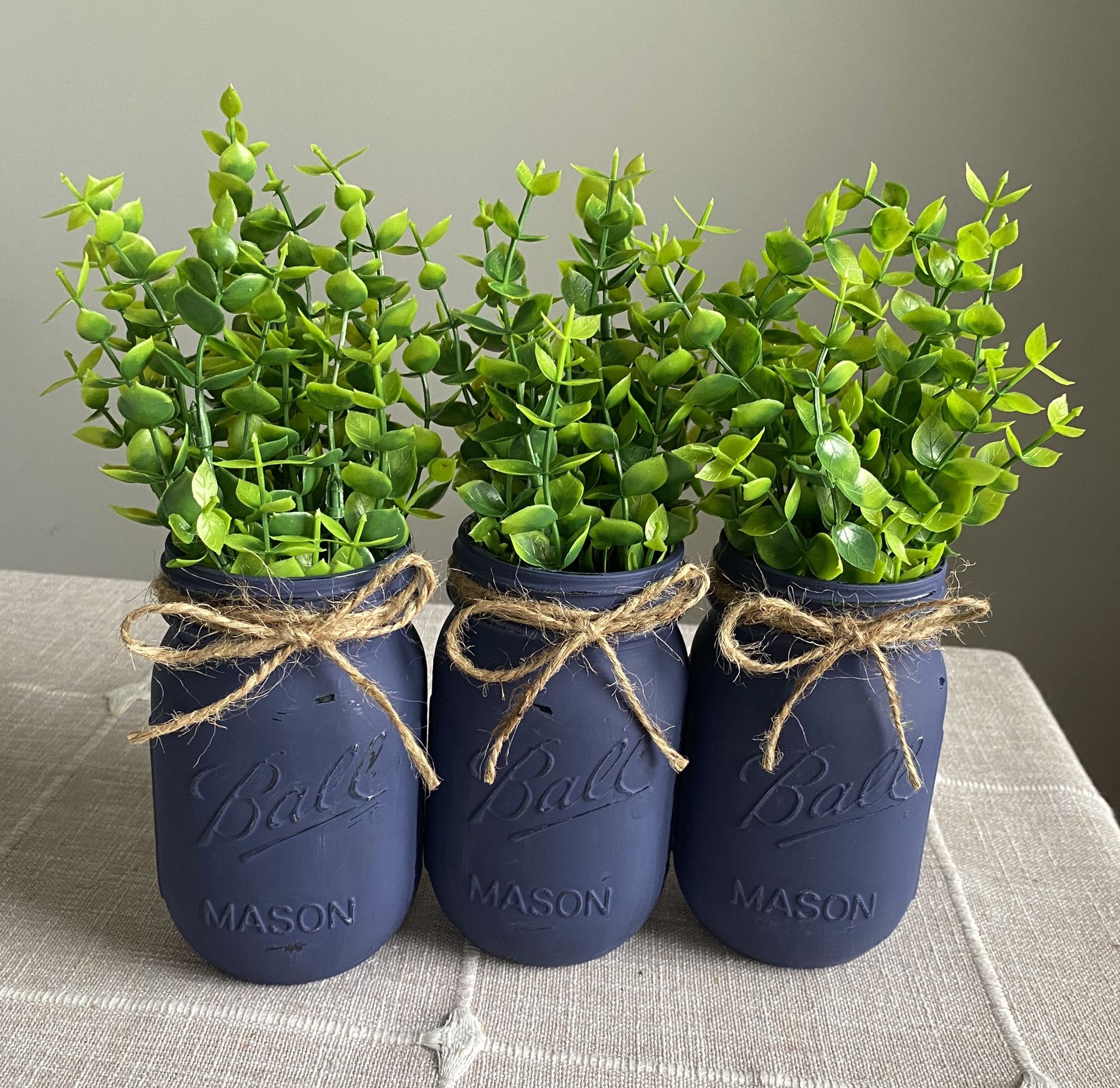 Chalk Painted & Distressed Mason Jar Vases 3 For $18