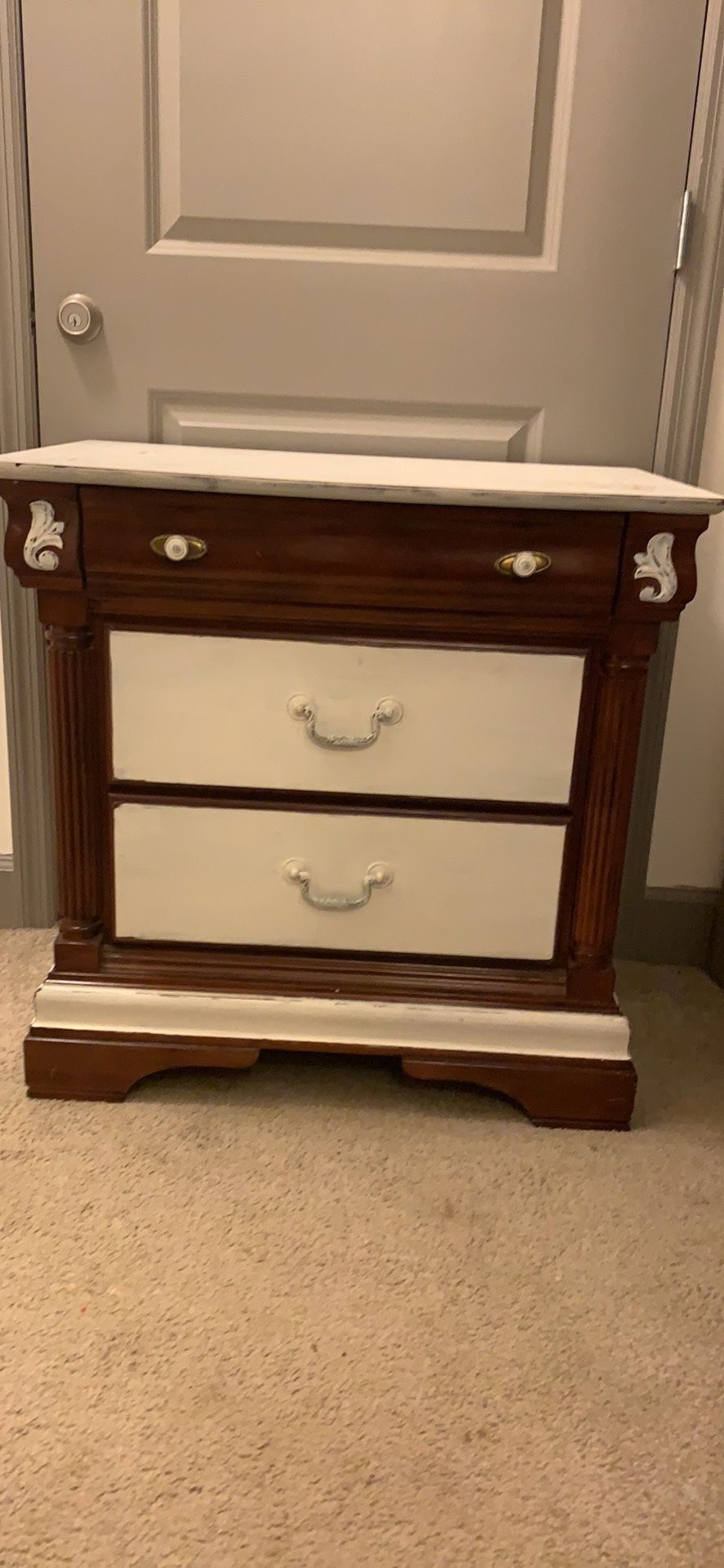 Cherry Wood Distressed Nightstand