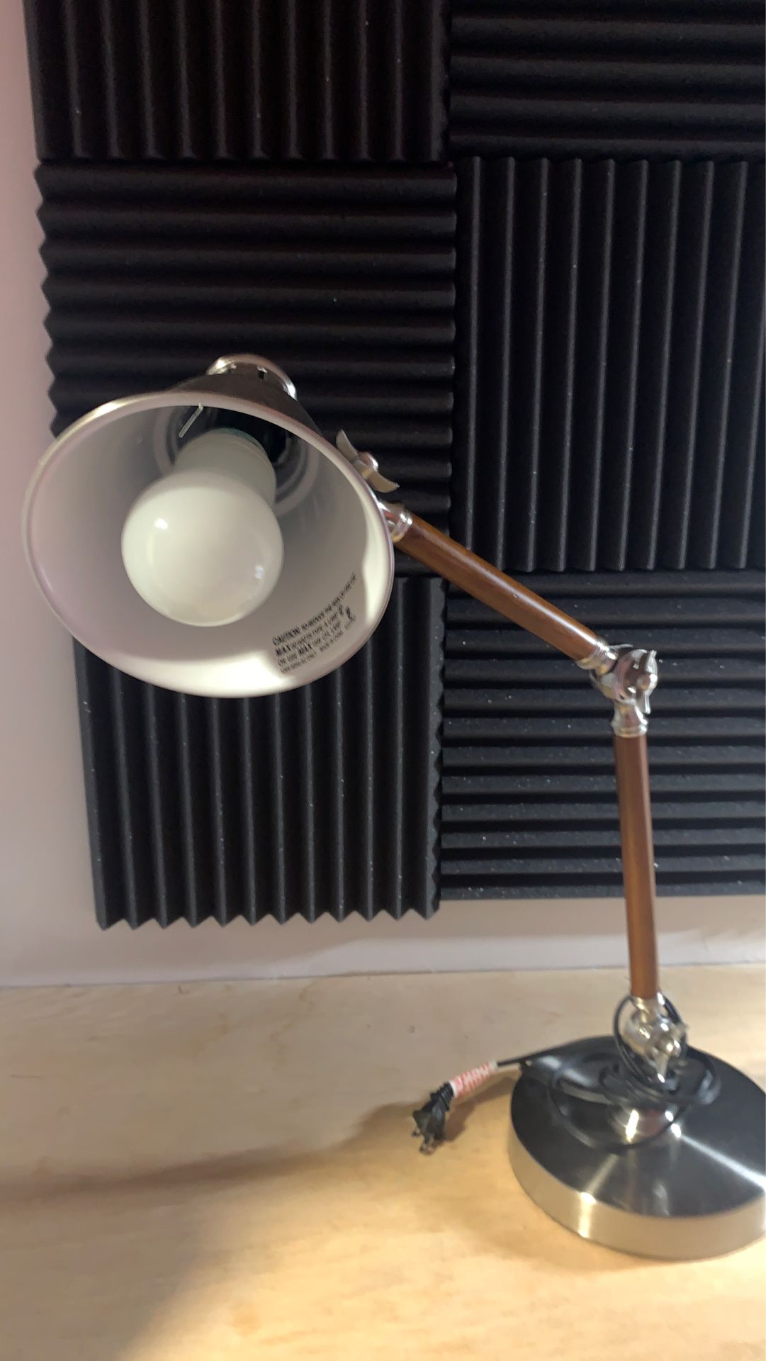 Antique silver and wood finish desk lamp