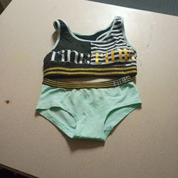 Green And Black Girls  Two Piecer