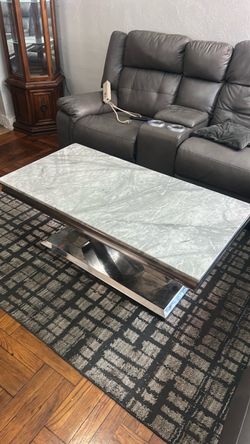 Marble Top Coffee Table with Chrome Base