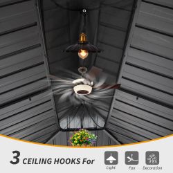 14' X 20' Hardtop Gazebo, Upgraded Metal Gazebo with Drainage System, Dual-Layer Galvanized Steel Roof, Curtain and Netting, Outdoor Shelter Canopy fo