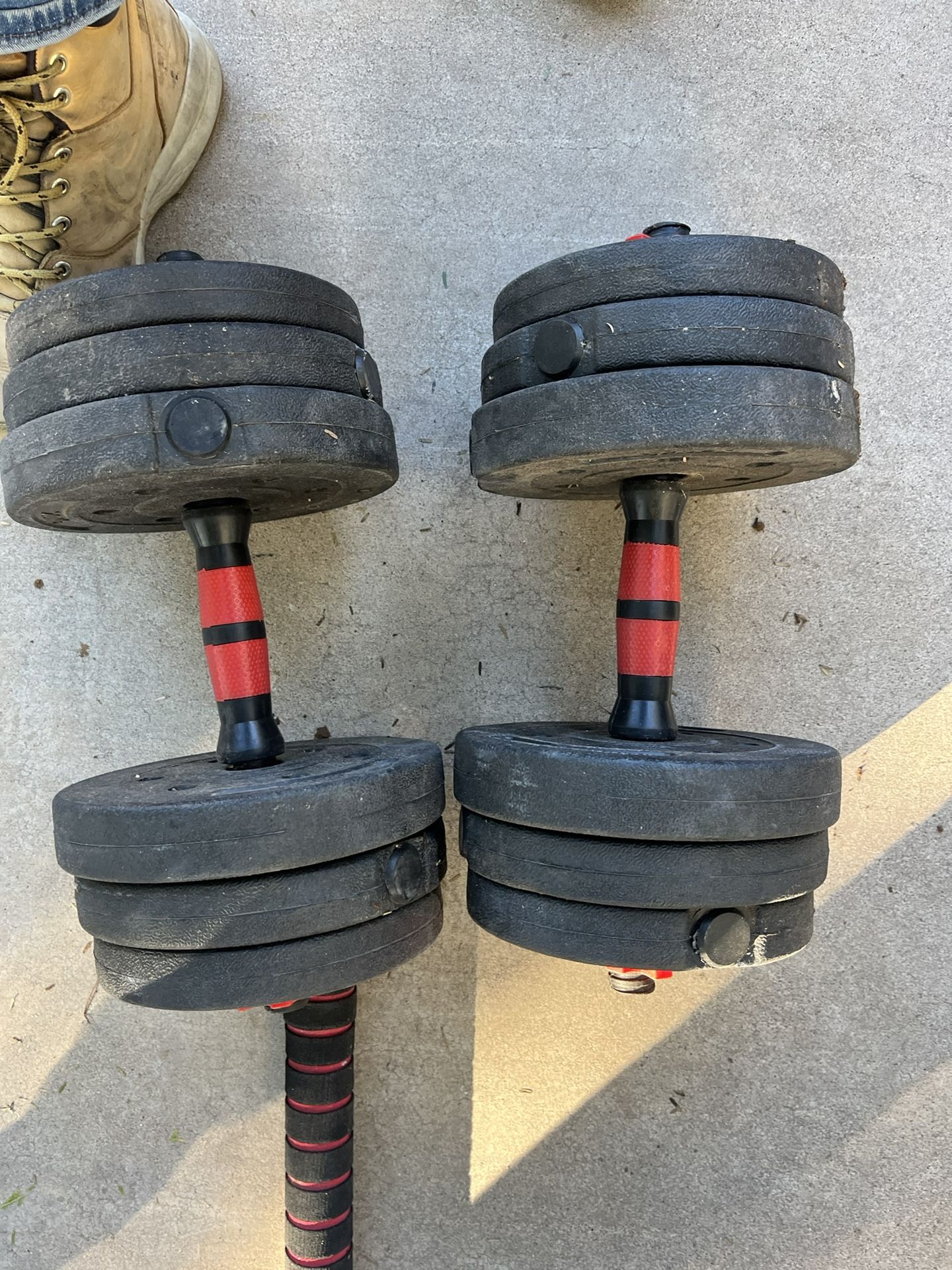 Vinyl Dumbbell Set With Barbell Attachment 43lbs Of Weight
