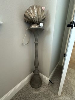 Large Decorative Coastal Floor Pedestal with Shell Accent