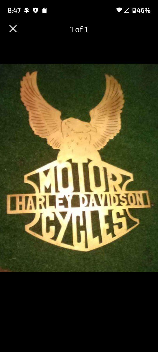 %100 Brass Harley Davidson Sign 
