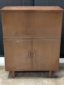 Compact Brown Wood Storage Cabinet with Double Doors