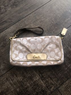 Coach Wristlet Tan with Pink colors
