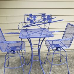 Purple 4 Piece Wrought Iron Set 