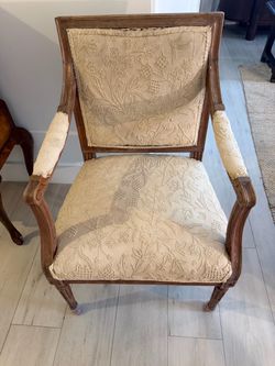 Antique-Style Neoclassical Armchair with Upholstery